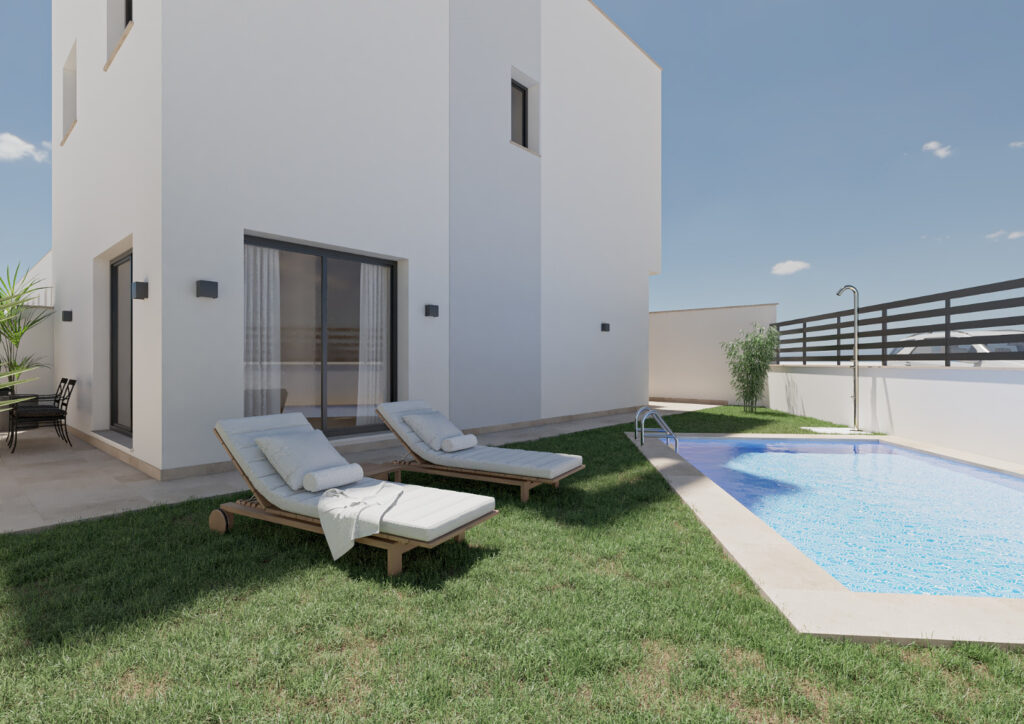 Exterior con piscina